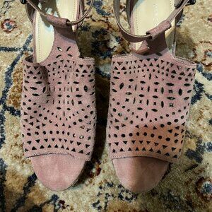 MARC  FISHER NICE SUEDE ESPADRILLE WEDGE SANDAL HEELS SZ 10M